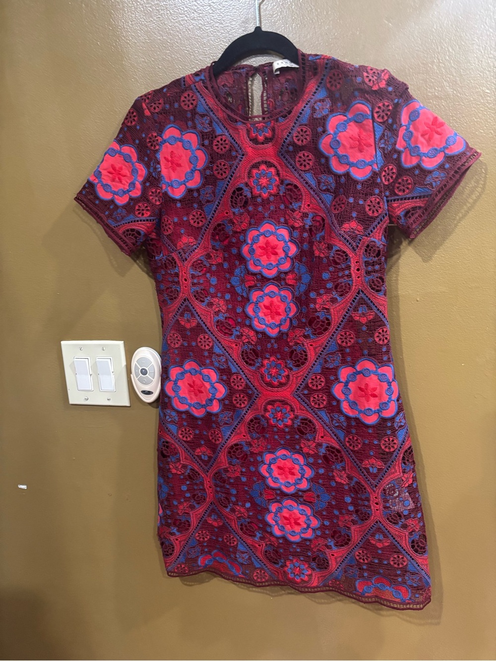 Sandro Paris Lace Floral Burgundy Red Dress Short sleeve Size 1| S| US 4